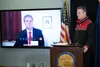 Alaska Education Commissioner Michael Johnson spoke on video conference during a press conference hosted by Gov. Mike Dunleavy Wednesday. Courtesy of Austin McDaniel/Alaska Governor’s Office