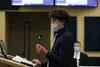 Mat-Su Career and Technical High School student Samuel Fry spoke during the Mat-Su Borough School Board Meeting Wednesday. Tim Rockey/Frontiersman