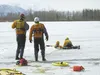 Members of the Mat-Su Dive Rescue Team practice ice rescues Saturday on Wasilla Lake. Courtesy Mike Klawitter