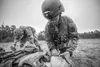 New Jersey Army National Guard combat medics treat simulated casualties during a tactical trauma care course on Joint Base McGuire-Dix-Lakehurst, N.J., Sept. 28, 2018. The Brigade Combat Team