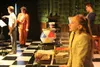 Ashton Trevelyan and Barrett Pelant rehearse their lines, while Ian Burdick and Kylie Pelant stand by at the sound effects table. JACOB MANN/The Eagle