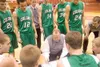 Colony head coach Tom Berg diagrams a play during the final
seconds of Monday’s game against the North Pole Patriots at the Doc
Larson’s Roundball Classic at Wasilla High School. (ROBERT
DeBE