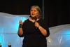Tara Sweeney speaks on April 7 at a session during the 2022 Arctic Encounter Symposium in Anchorage. Courtesy of Yereth Rosen/Alaska Beacon