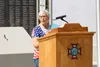 Mat-Su Borough Mayor Edna DeVries addresses the crowd. Jacob Mann/Frontiersman