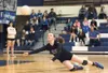 ROBERT DeBERRY/Frontiersman Palmer’s Lily Cullers dives for the
ball during Friday’s match against Kodiak at Palmer High
School. Robert DeBerry