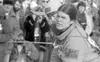 Susan Butcher at the finish line in Nome during the 1987 Iditarod Trail Sled Dog Race. Frontiersman archives
