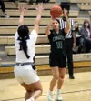 Colony's Ally Shelley takes a shot over the reach of a defender during a win over Soldotna. Bruce Eggleston/matsusports.net