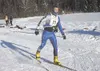 Palmer’s Fabian Bean lets out a yell after crossing the finish
line in 11th place in Saturday’s Mat-Su Borough Cross Country Ski
Meet. Palmer swept the meet, winning the girls’ and boys’ team