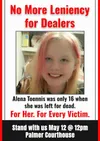 A rally is planned for Monday, May 12 at noon for 16-year-old Alena Toennis who died of an overdose in November 2024, and to support ‘No More Leniency for Dealers.' Courtesy Elyssa Toennis