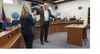 Councilman John Alcantra is sworn in to another term on the Palmer City Council during the October 8 City Council meeting. Newly-elected council member Victoria Hudson was also sworn in that 