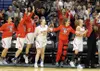 The Wasilla Warriors celebrate their second straight 4A girls state title at the buzzer of their win over Dimond Saturday night in Anchorage. Jeremiah Bartz/Frontiersman