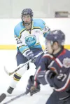 Sean Ranum keeps an eye on the puck while skating on the penalty
kill against the Topeka RoadRunners last season. Ranum, a Houston
High School graduate, has committed to play college hockey f