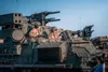 A U.S. Army Soldiers, assigned to 5th Battalion, 4th Air Defense Artillery Regiment, move out in their M-SHORAD during Exercise Saber Strike 22 at BPTA, Poland on February 24, 2022. This is t