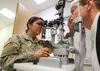 Col. Adrienne Ari, optometrist, Landstuhl Regional Medical Center, performs an eye examination as part of regular operations at LRMC’s Optometry Clinic, Sept. 19. Ari was recently selected as