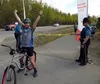 Local police officers hold up the finish line for Special Olympics athletes at Wonderland Park. Jacob Mann/Frontiersman
