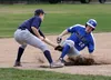 Palmer outfielder Dylan Buzby slides into third for a triple during a 20-9 win over Eagte River Friday night at Hermotn Brothers Field in Palmer. JEREMIAH BARTZ/ Frontiersman