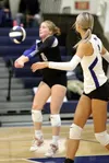 Palmer's Laekyn Leroux receives a serve during a win over Colony. Bruce Eggleston/matsusports.net