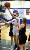 Palmer's Lily Anderson goes to the basket during a win over Grace Christian. Courtesy of Bruce Eggleston/matsusports.net
