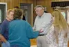 Department of Transportation Commissioner Mike Barton discusses
road issues with Trapper Creek residents Thursday at the Trapper
Creek Methodist Church. Photo by RINDI WHITE/Frontiersman.