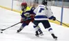 Team Alaska's Brenna Hagel, of Wasilla, centers a pass during a loss to Team Alberta North in the U18 girls hockey gold medal game. Jeremiah Bartz/Frontiersman