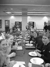 Colony freshmen and seniors enjoy breakfast together recently.
The Link Crew organization at CHS puts together the event annually,
which helps bridge the gap between freshmen and seniors. Sub