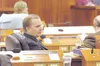 RUSSELL STIGALL/Frontiersman Rep. Mark Neuman, District 15, sits
in the Alaska Legislature on Monday. Neuman and other
representatives in the House and Senate say they enjoy visits from
const