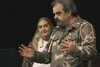 The mad king Macbeth, played by Thoams G. Jacobs, sorts through his delusions onstage during Tuesday’s rehearsal of ‘Macbeth’ as Christina Lloyd looks on. The play, a production of Homeless A