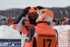 2012 Iron Dog winners Marc McKenna and Dusty VanMeter talk before leaving the starting chute on Big Lake Sunday Feb. 19, 2012 . Robert DeBerry/frontiersman