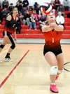Houston's Maddie Seime grabs the dig during a loss to Kenai. Bruce Eggleston/matsusports.net