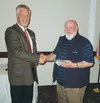 Craig Thorn and Bert Hall shake hands after Thorn was selected to receive the 2014 'Bert Hall Award for Commitment to the Health of the Community.' Courtesy photo