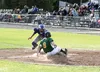 Anchorage Glacier Pilots catcher Cameron Comer loses the ball while trying to tag Mat-Su designated hitter Matt Diorio at the plate during the Miners 5-4 win over the Pilots July 8 at Hermon 