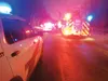 Emergency vehicles are parked on the scene of a crash in which a pickup hit a 10-year-old girl Friday. BRIAN O'CONNOR/Frontiersman