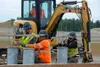 The Kiewit Construction Team is continuing work on the expansion of the flight-line on JBER. U.S. Air Force photo by Airman 1st Class Tala Hunt