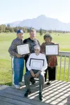 GREG JOHNSON/Frontiersman Representing the first Palmer Golf
Course Hall of Fame induction class are, back from left, George
Crowther, and John and Christine Soulak. The Soulaks were acceptin