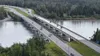 An aerial photo of the Knik River bridges. Courtesy of Jonathan Tymick/DOT&PF