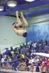 ROBERT DeBERRY/Frontiersman Palmer’s Joseph Provo holds form as
he rotates during warm-ups at Saturday’s Region III Swimming and
Diving Championships at Palmer High School. Robert DeBerry
