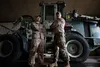 U.S. Air Force Tech Sgts. Odin Stevens, left, Electrical Systems Craftsman, and Austin Denigan, section chief of water fuels system maintenance, both assigned to the 773rd Civil Engineer Squa