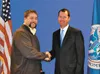 Timothy W. Manning, Deputy Administrator, National Preparedness and Protection, is shown congratulating Mat-Su Borough Emergency Manager Casey Cook as he graduates from the National Emergency