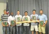 The Mat-Su Miners recently handed out their 2013 team awards. Pictured from left: Spencer Mahoney, awarded the Stan Zaborac Award; Christin Stewart, awarded the Overall Team MVP; A.J. Simcox,