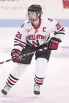 Photo courtesy of Northeastern athletics Katy Applin, a 2006
graduate of Palmer High School, will help make hockey history on
Friday when she skates in the first women'€™s college hockey
outd