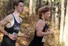 Wasilla sophomore Hunter Hayes, right, runs just ahead of Eagle River junior Nick Carl in the first lap of the Division I boys during the ASAA/First National Bank State Cross-Country Running 