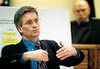 Attorney Tim Lamb talks to the jurors during his opening
arguments in defense of the Division of Forestry in the Miller's
Reach fire lawsuit. "Fire and wind -- two forces of nature --
combine