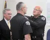 Palmer Police Department Chief Tom Remaley is promoted to chief during this ceremony in May 2012 after longtime chief George R. Boatright, who is also pictured here. At that time, Lance Kette