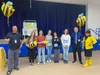 Assistant Principal Mr. Chris Miller, Principal Ryan Geagel, teacher Linda Jo Klapperich, Eliza Fry (8th grade), Avery Johnson (8th grade), Emma Schaff (8th grade), first runner up Isobel Wai