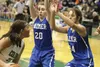 Palmer's Kaylee King and Mallory Bradford work to defend Colony's Ashley Turcotte during a loss to the Knights Jan. 13 at Colony High School. JEREMIAH BARTZ/Frontiersman