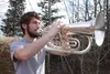 Colony High School senior Thomas Soto practices his euphonium for coming summer performances with the Blue Devils Drum Corps B team in California. Soto flew south to audition for both the A a