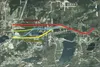 Different colored lines show possible routes of the Seldon Road extension. Map courtesy Mat-Su Borough