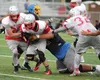 The Wasilla Warriors offense works to fight for extra yards during a scrimmage against Bartlett Friday, Aug. 5, 2016, at Wasilla High School's Veterans Memorial Field. The Warriors open the s