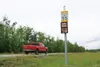 A truck passes by one of the new signs placed in the Highway Safety Corridors along the Parks Highway and Knik-Goose Bay Road. The signs measure and display driver's speed, but are not used f