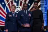 U.S. Air Force Col. Terrance A. Adams, commander 628th Air Base Wing and Joint Base Charleston, South Carolina, with his sister, Felicia Johnson, accepted the Military Service Award from Gene
